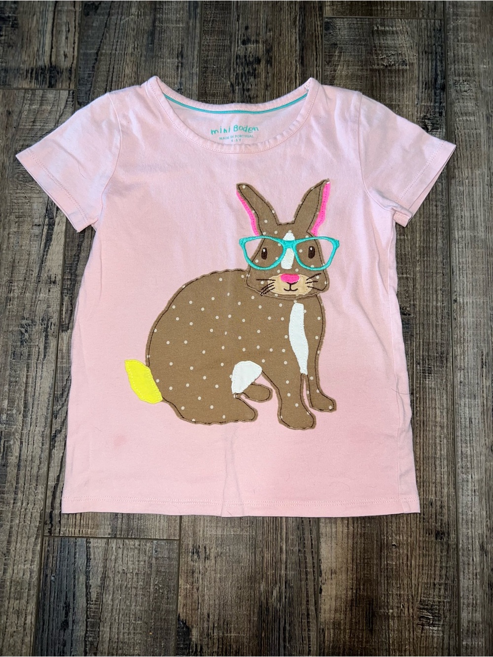 Mini Boden Pink Bunny Applique Tee